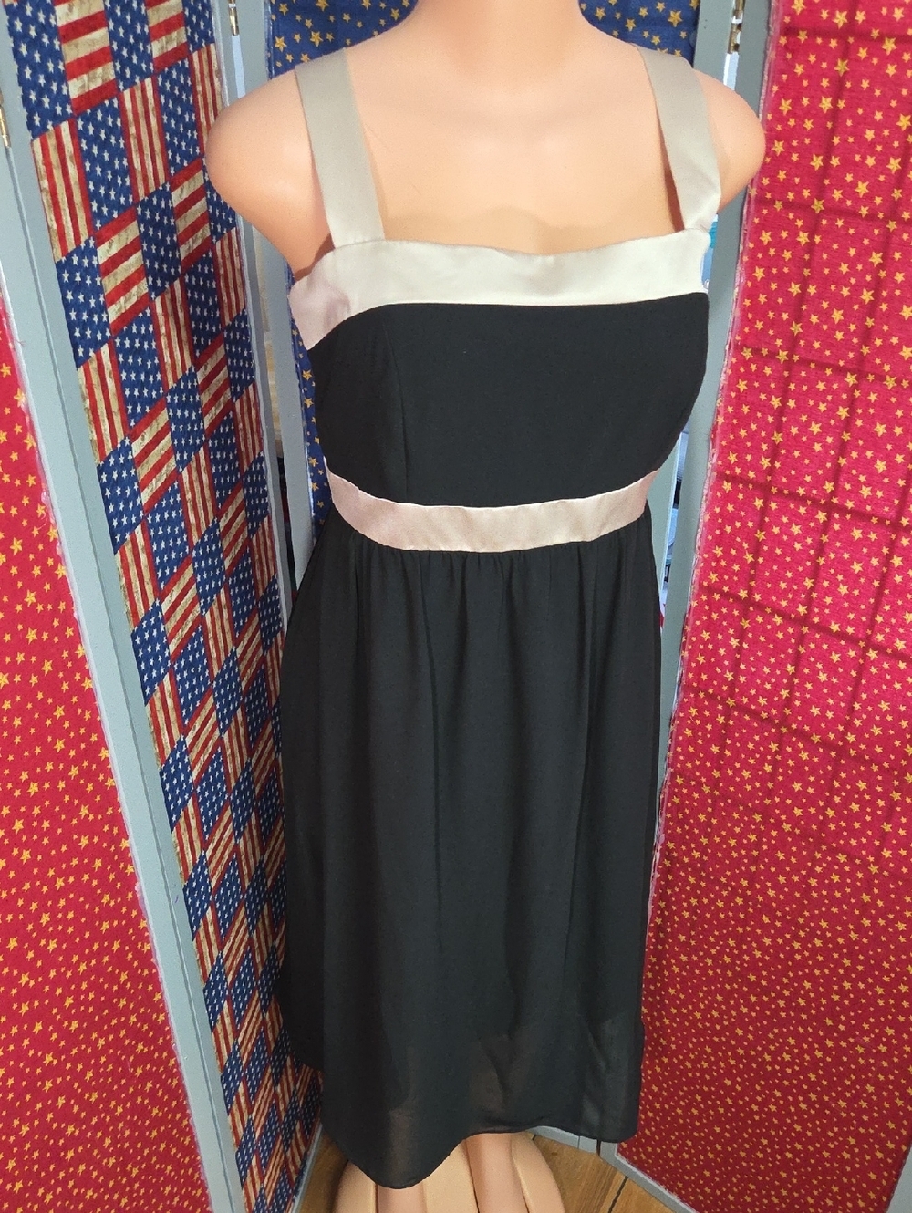 After Six Black Midi Dress with Champagne Trim
